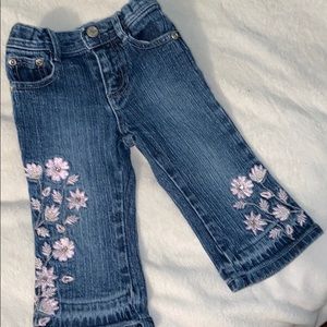 Embroidered Flower Jeans